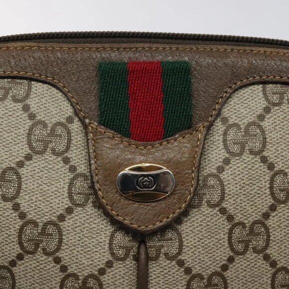 GUCCI GG Supreme Web Sherry Line Bag PVC Beige Gold 904 02 047 Auth bs24305 - Picture 9 of 16
